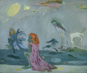 Tag der Fische (aus »Frauen in Landschaft«), 1989<br />
Öl auf Hartfaser, 140 x 168 cm