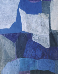 Flügel in Blau, 1994, (3-teilig, Blatt 3)<br />
Verschiedene Papiere, Reisschleim, Kreide, Acryl, 94 x 75 cm
