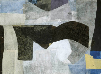 Komposition, 1995<br />
Verschiedene Papiere, Gouache, Reisschleim, 61 x 84 cm